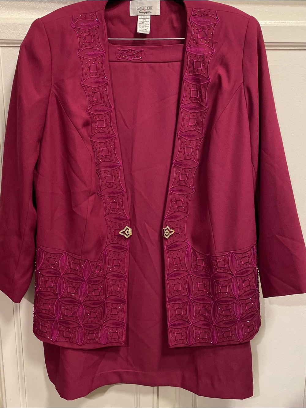 Women's Embellished Open-Front Blazer in Wine